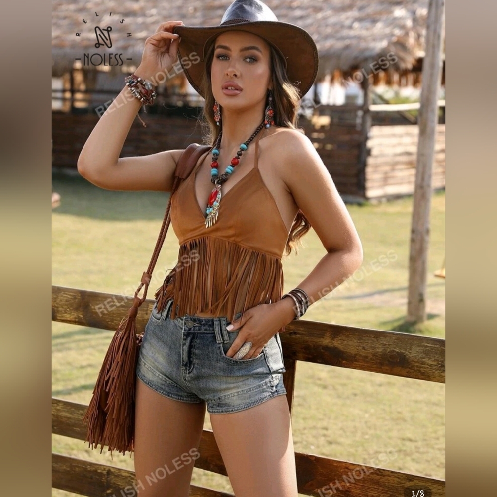 Fringe Brown Top